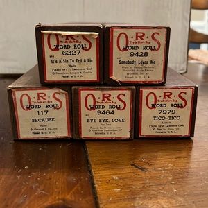 5 QRS Vintage Player Piano Word Rolls